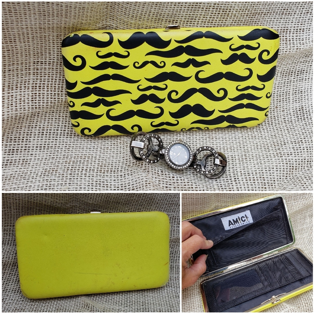 Yellow Moustache Hardshell Wallet